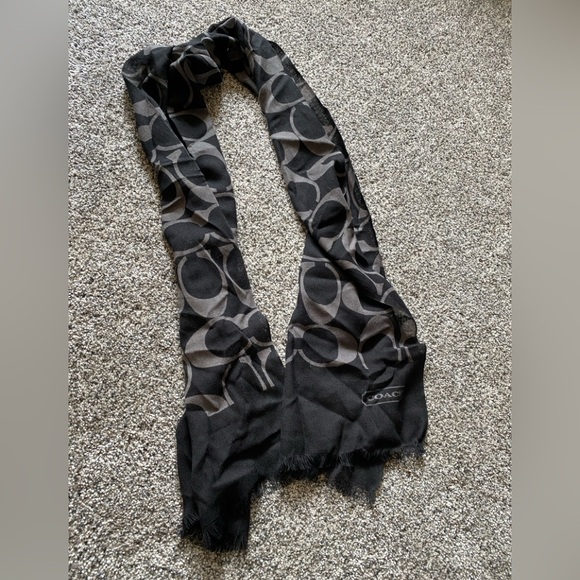 Coach Black and Gray Patterned Scarf - Picture 1 of 5